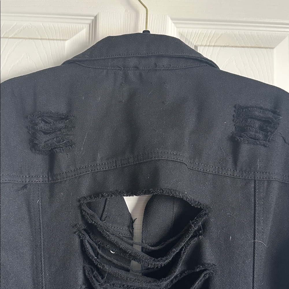 Thrill Black Ripped Denim Jacket - Picture 9 of 9